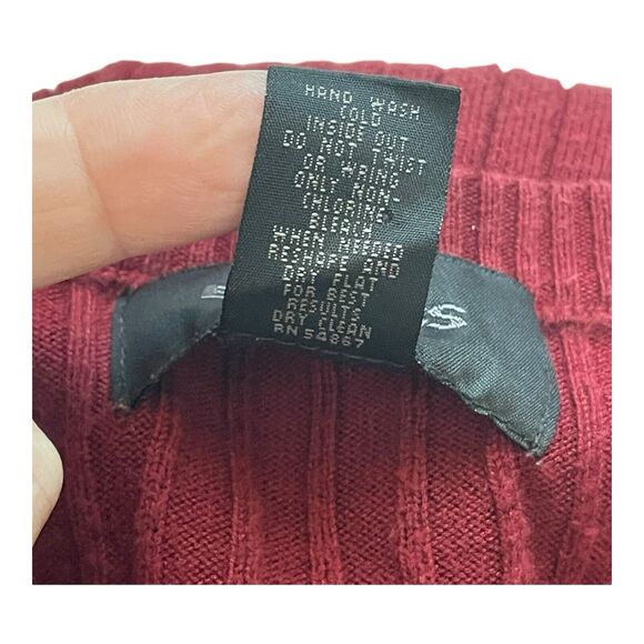 Y2K Express Women’s XL Burgundy Ribbed V-Neck Boyfriend Sweater - Picture 7 of 8